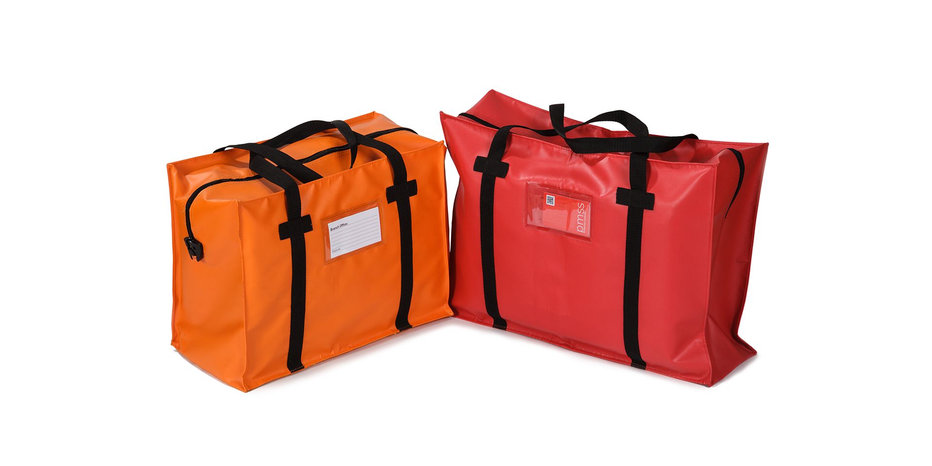 Large Zipped Bags with Carry Handles in Red and Orange
